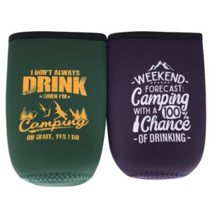Camping Coolies Gifts for Men - Happy Camper Must Haves, Camping Essentials, Small Useful Gifts for Couples Who Have Everything, 16 oz Tall Boy Can Coolie Insulated Sleeve, Funny Tallboy Can Cooler