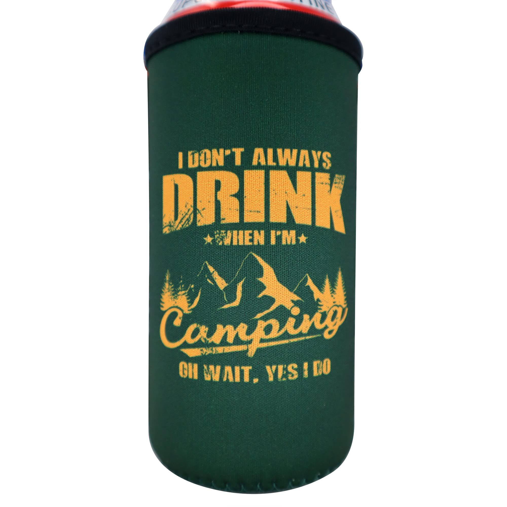 Camping Coolies Gifts for Men - Happy Camper Must Haves, Camping Essentials, Small Useful Gifts for Couples Who Have Everything, 16 oz Tall Boy Can Coolie Insulated Sleeve, Funny Tallboy Can Cooler