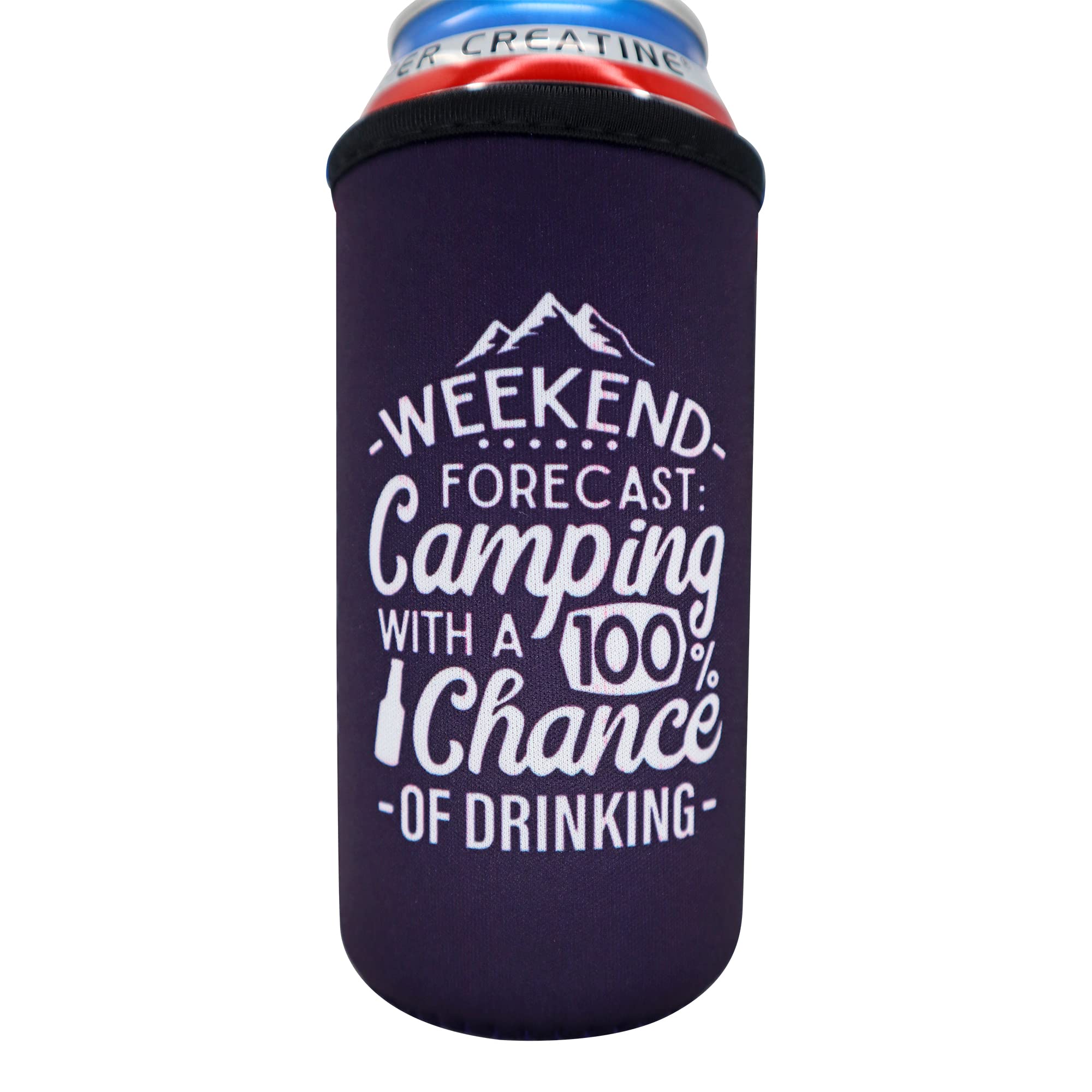 Camping Coolies Gifts for Men - Happy Camper Must Haves, Camping Essentials, Small Useful Gifts for Couples Who Have Everything, 16 oz Tall Boy Can Coolie Insulated Sleeve, Funny Tallboy Can Cooler