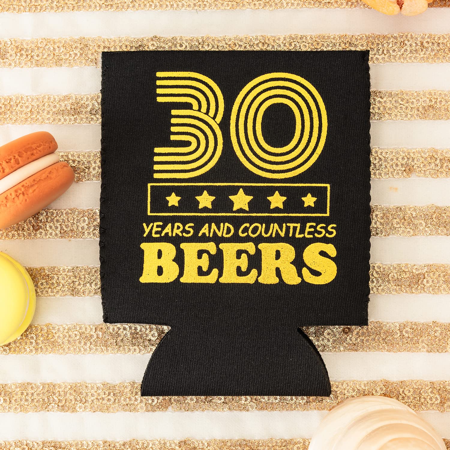 Crisky 30th Birthday Can Cooler Happy 30th Birthday Decorations for Men, Can Coolies Beverage Sleeve for 30 Year Old Birthday Gift Ideas Birthday Party Favors for Him, 12 Pack, Black & Gold