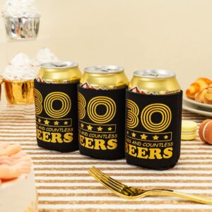 Crisky 30th Birthday Can Cooler Happy 30th Birthday Decorations for Men, Can Coolies Beverage Sleeve for 30 Year Old Birthday Gift Ideas Birthday Party Favors for Him, 12 Pack, Black & Gold