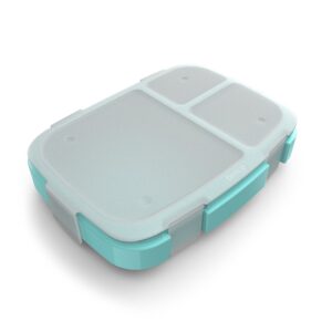 bentgo fresh tray (aqua) with transparent cover - reusable, bpa-free, 4-compartment meal prep container with built-in portion control for healthy at-home meals and on-the-go lunches
