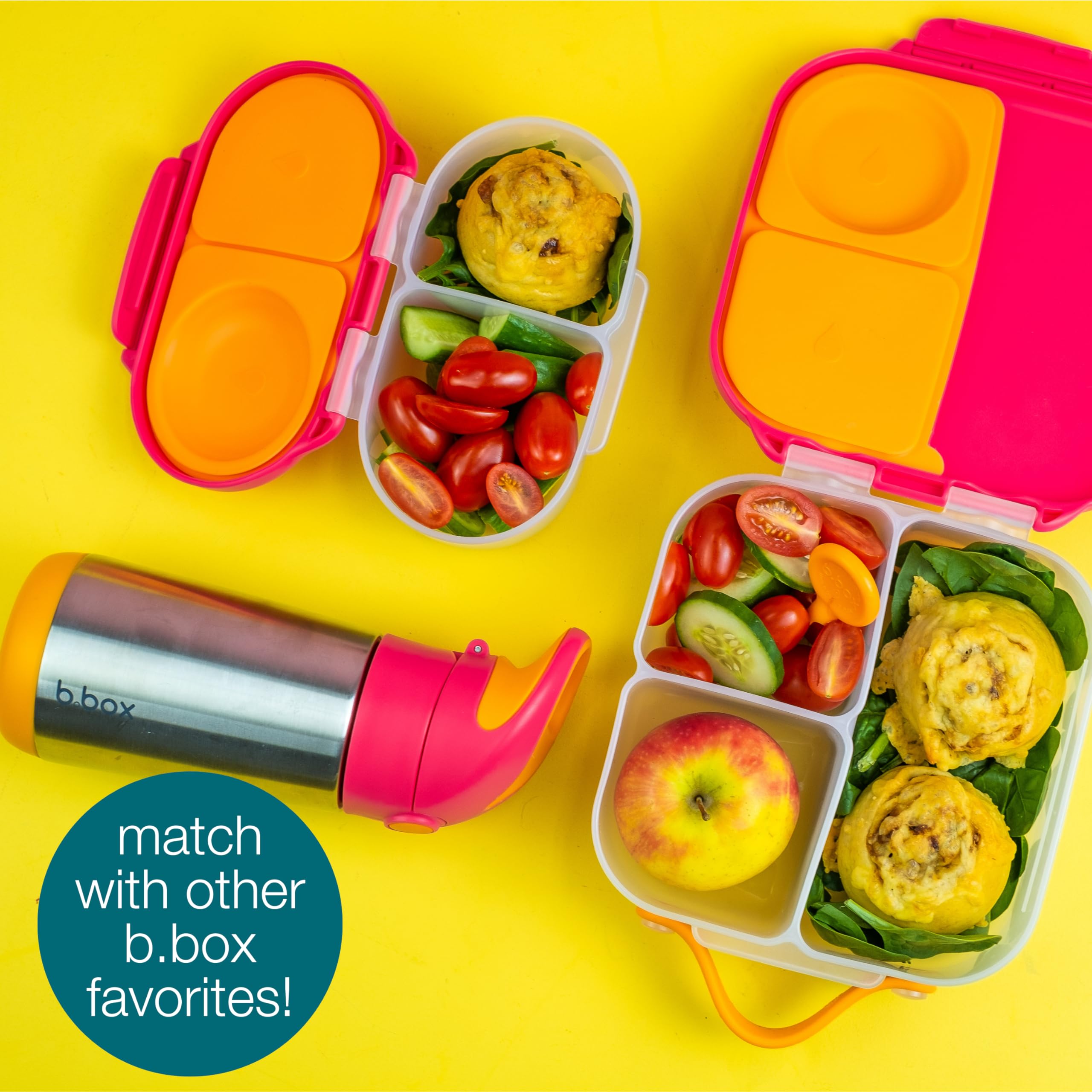 b.box Mini Lunchbox, Compact Bento-Style Lunch Snack Container for Kids, Leak-Proof, Ideal Portion Sizes for Healthy Snacks and Lunchtime at School, Picnic or On-The-Go, 2 Compartments, Emerald Forest