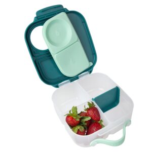 b.box Mini Lunchbox, Compact Bento-Style Lunch Snack Container for Kids, Leak-Proof, Ideal Portion Sizes for Healthy Snacks and Lunchtime at School, Picnic or On-The-Go, 2 Compartments, Emerald Forest