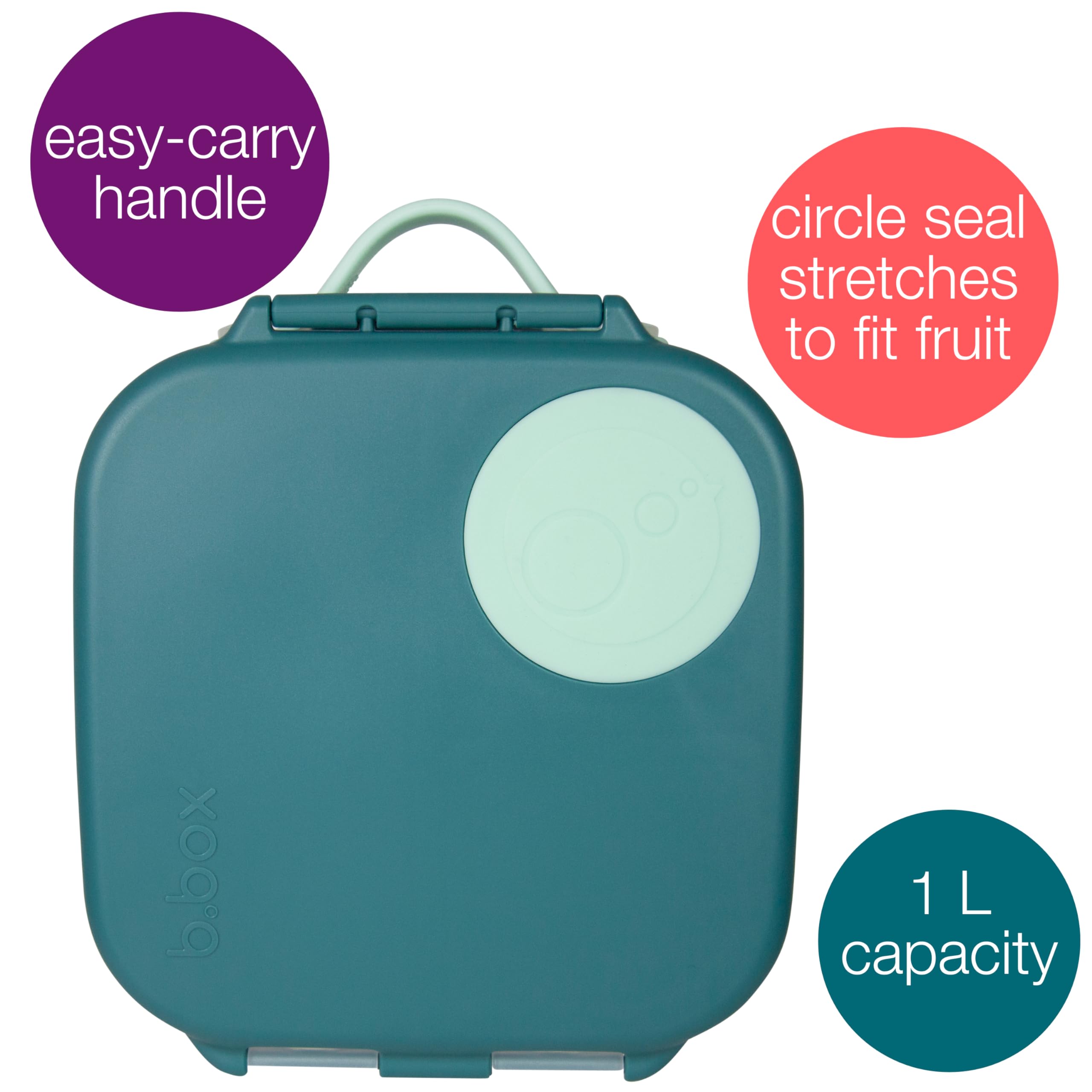 b.box Mini Lunchbox, Compact Bento-Style Lunch Snack Container for Kids, Leak-Proof, Ideal Portion Sizes for Healthy Snacks and Lunchtime at School, Picnic or On-The-Go, 2 Compartments, Emerald Forest