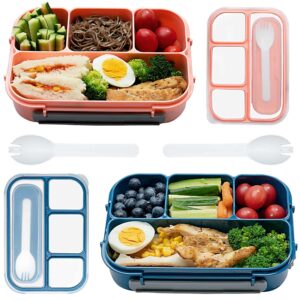 holee lunch box, blue & pink, 1300ml bento lunch box container, leak proof, microwave & dishwasher safe, easy to carry, suitable for adults
