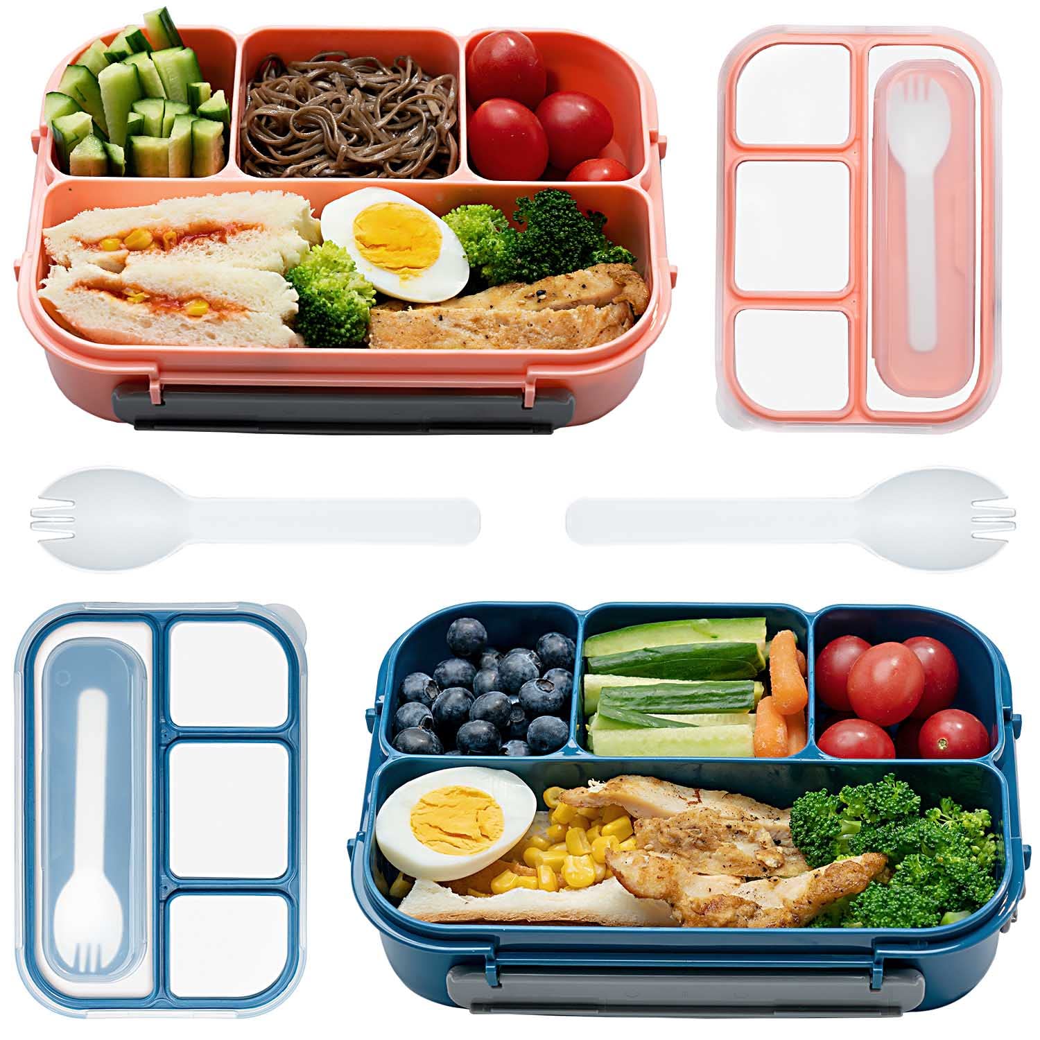 Holee Lunch Box, Blue & Pink, 1300ML Bento Lunch Box Container, Leak Proof, Microwave & Dishwasher Safe, Easy To Carry, Suitable For Adults