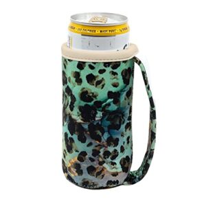 gocuff slim can cuff covers for beer reusable insulator with easy grip handle neoprene can coozie with insulated sleeves for skinny cans soda, and other 12 oz slim can beverages (emerald jungle)