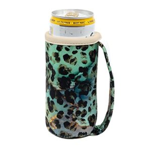 GoCuff Slim Can Cuff Covers For Beer Reusable Insulator With Easy Grip Handle Neoprene Can Coozie With Insulated Sleeves For Skinny Cans Soda, and Other 12 oz Slim Can Beverages (Emerald Jungle)