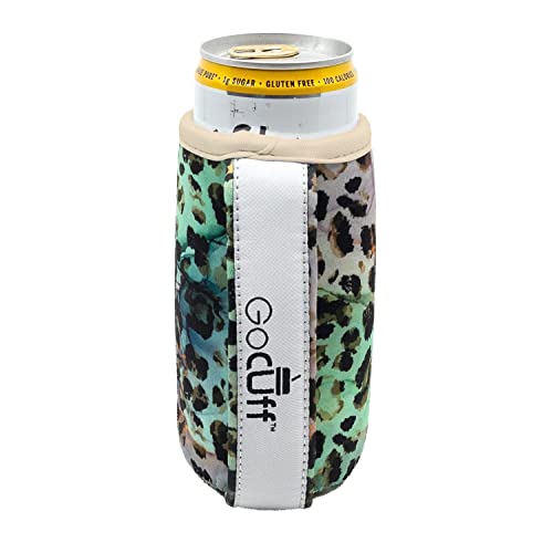 GoCuff Slim Can Cuff Covers For Beer Reusable Insulator With Easy Grip Handle Neoprene Can Coozie With Insulated Sleeves For Skinny Cans Soda, and Other 12 oz Slim Can Beverages (Emerald Jungle)