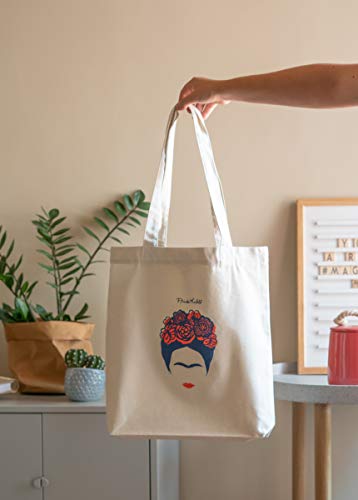 Official Frida Kahlo Cotton Tote Bag - Cotton Shopping Bag - 14x15x4 inches | 37x39x10 cm - Canvas Bag - Cotton Bag - Gift Bag - Eco Friendly Gifts - Cute Tote Bag