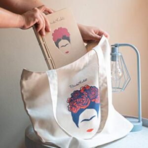 Official Frida Kahlo Cotton Tote Bag - Cotton Shopping Bag - 14x15x4 inches | 37x39x10 cm - Canvas Bag - Cotton Bag - Gift Bag - Eco Friendly Gifts - Cute Tote Bag