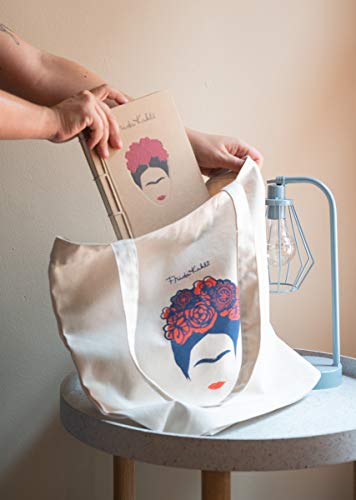 Official Frida Kahlo Cotton Tote Bag - Cotton Shopping Bag - 14x15x4 inches | 37x39x10 cm - Canvas Bag - Cotton Bag - Gift Bag - Eco Friendly Gifts - Cute Tote Bag