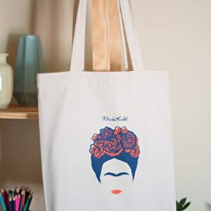 Official Frida Kahlo Cotton Tote Bag - Cotton Shopping Bag - 14x15x4 inches | 37x39x10 cm - Canvas Bag - Cotton Bag - Gift Bag - Eco Friendly Gifts - Cute Tote Bag