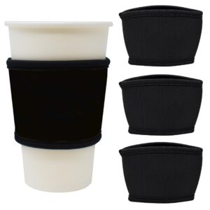 tahoebay coffee cup sleeves - 12, 16, and 20 oz starbucks compatible reusable neoprene insulator (black, 4)