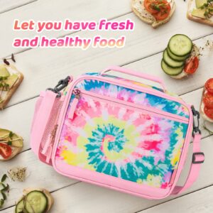 Choco Mocha Tie Dye Lunch Box Kids Lunch Box for Girls Lunch Boxes for School Girls Lunchbox for Kids Lunch Bag for Girls with Shoulder Strap for Toddler Preschool Kindergarten