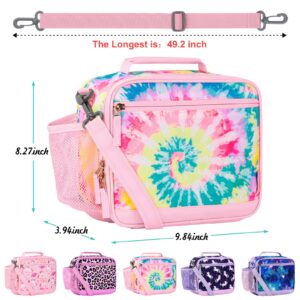 Choco Mocha Tie Dye Lunch Box Kids Lunch Box for Girls Lunch Boxes for School Girls Lunchbox for Kids Lunch Bag for Girls with Shoulder Strap for Toddler Preschool Kindergarten