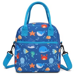 vaschy lunch box bag for kids, insulated lightweight lunch tote for children boys and girls school daycare kindergarten ocean