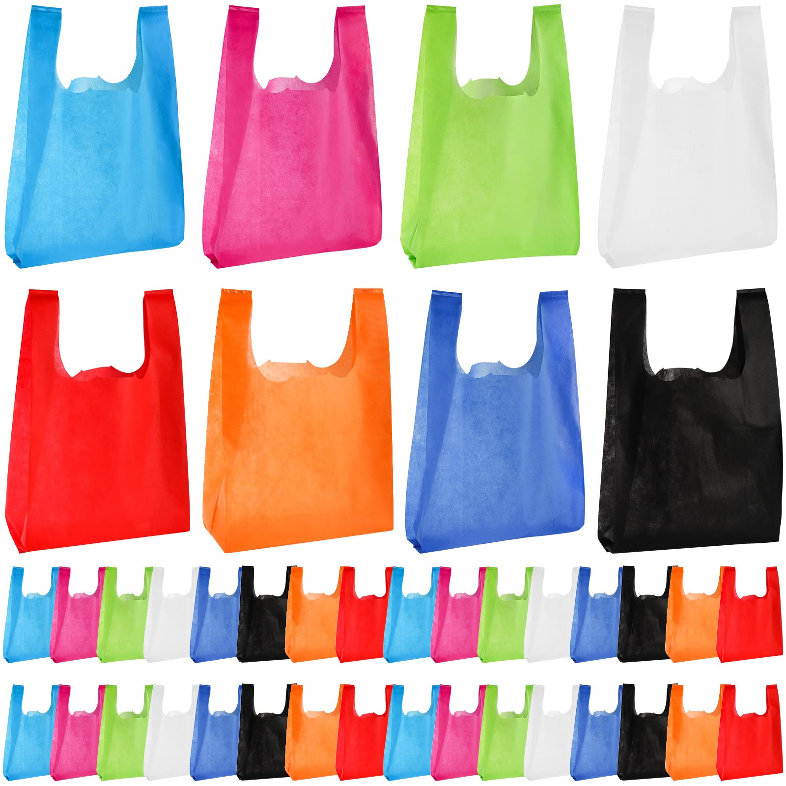 Okllen 40 Pack Reusable Fabric Grocery Bags, Heavy Duty Colorful Shopping Bags, Lightweight Tote Bags for Groceries, 8 Assorted Color