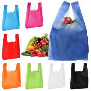 Okllen 40 Pack Reusable Fabric Grocery Bags, Heavy Duty Colorful Shopping Bags, Lightweight Tote Bags for Groceries, 8 Assorted Color