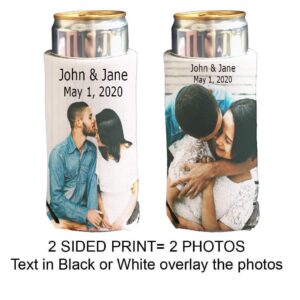 victorystore slim can and beverage coolers: customizable 2-photo wedding slim can coolers (12)