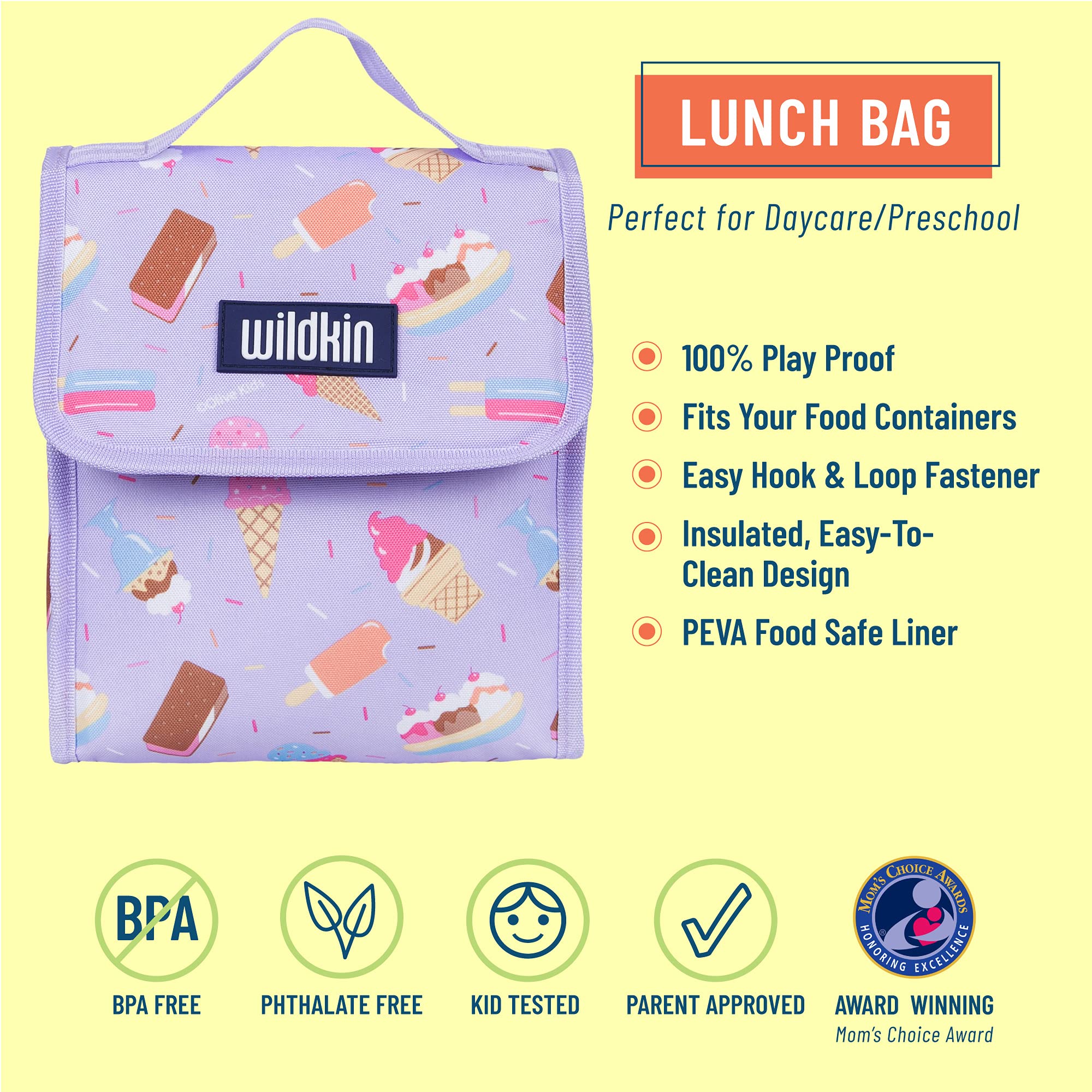 Wildkin Kids Insulated Lunch Bag for Boys and Girls, Reusable Lunch Bag is Perfect for Daycare and Preschool, Ideal Size for Packing Hot or Cold Snacks for School and Travel Lunch Bags (Sweet Dreams)