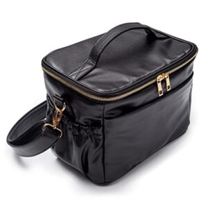 ella james insulated faux leather lunch bag women stylish vegan lunch tote, soft cooler bag, cute adult lunchbox for women, elegant fashionable designer lunch bags for women for work