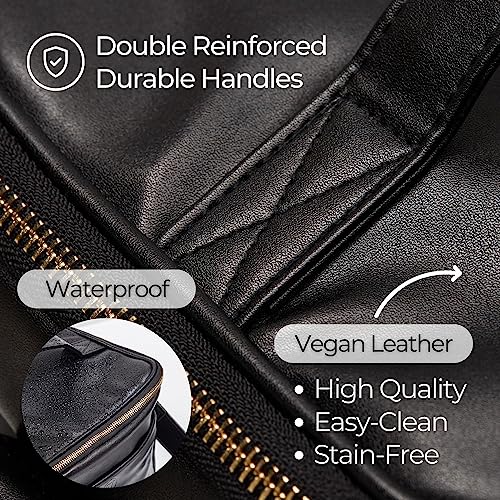 Ella James Insulated Faux Leather Lunch Bag Women Stylish Vegan Lunch Tote, Soft Cooler Bag, Cute Adult Lunchbox for Women, Elegant Fashionable Designer Lunch Bags for Women for Work