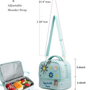MOHCO Kids Lunch Bag Insulated Bento Cooler Bag Two compartments Cooler for Boys and Girls with Adjustable Strap Travel Lunch Tote