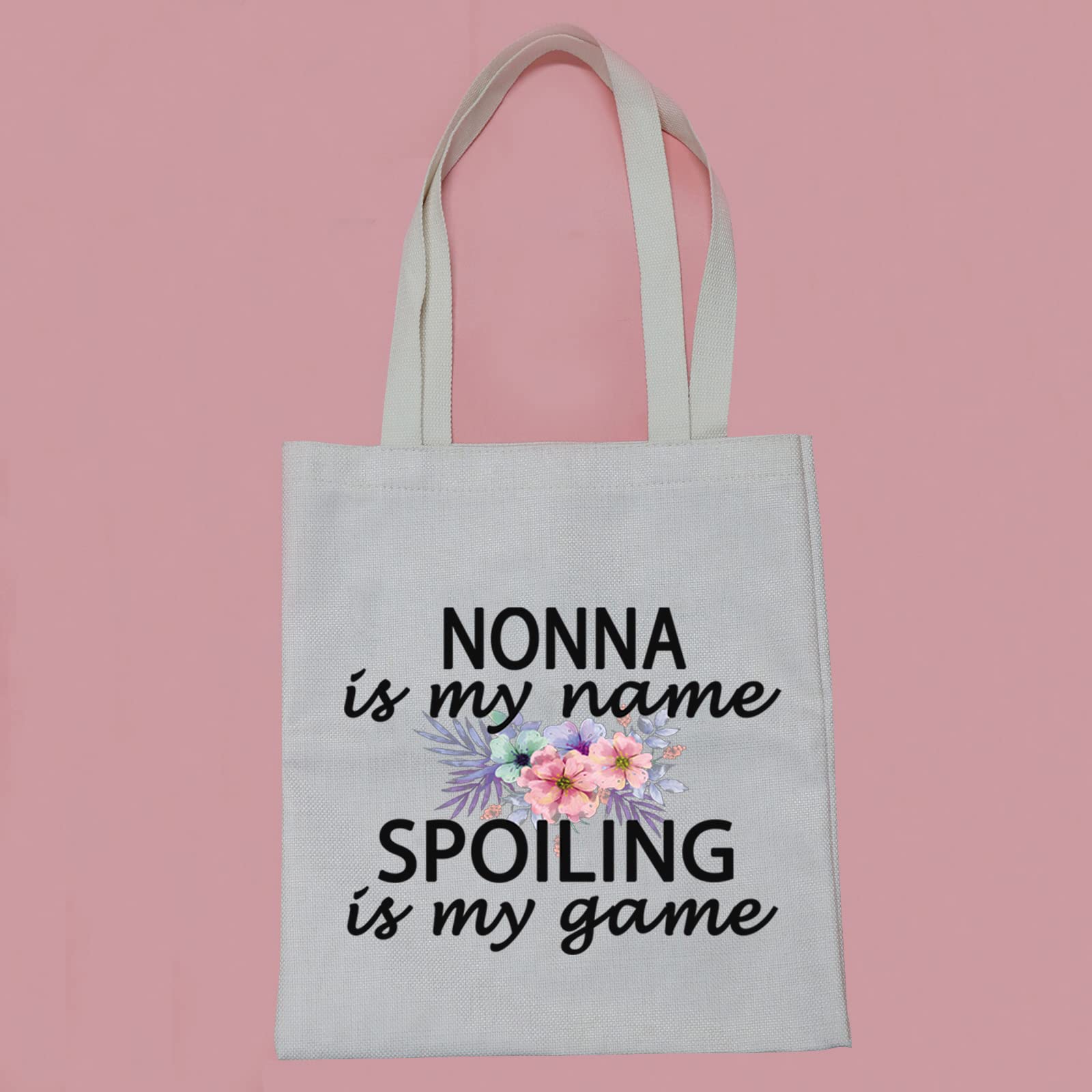 PWHAOO Grandma Nonna Gift Nonna Is My Name Spoiling Is My Game Tote Bag Canvas Best Nonna Ever Shopping Bag (spoiling Nonna Tote)