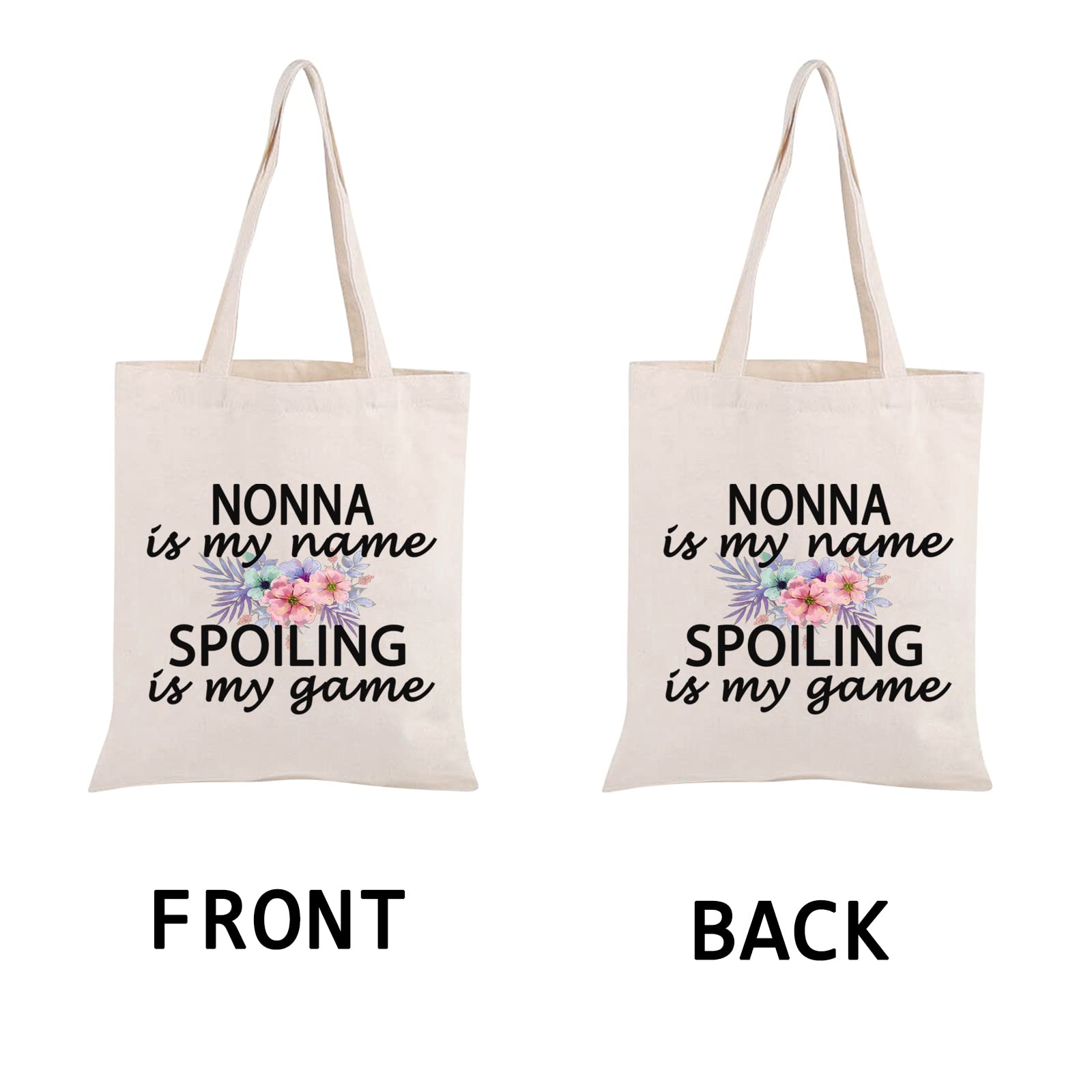 PWHAOO Grandma Nonna Gift Nonna Is My Name Spoiling Is My Game Tote Bag Canvas Best Nonna Ever Shopping Bag (spoiling Nonna Tote)