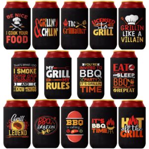bbq party decorations can coolers - pop nordic 14 pack funny beer can sleeves bulk, reusable neoprene beer cozy for bbq party favor supplies