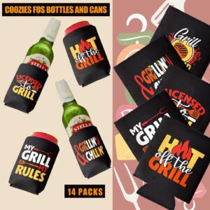 BBQ Party Decorations Can Coolers - Pop Nordic 14 Pack Funny Beer Can Sleeves Bulk, Reusable Neoprene Beer Cozy for BBQ Party Favor Supplies