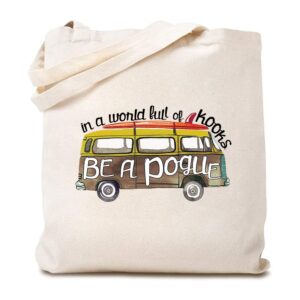 women's be a pogue canvas tote bag funny north carolina graphic reusable shopping bag 15.8 x 13.5 inches