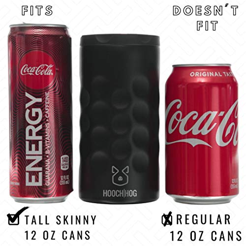 Hooch|Hog Slim Can Cooler Stainless Steel for 12 oz. Skinny Cans | 3x Insulated Beer Can Holder for Michelob Ultra, White Claw, Truly & Redbull (Patriot Edition Black)