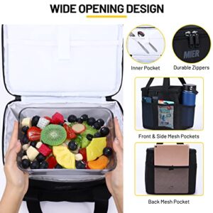 MIER Lunch Bag Insulated 12 Can Simple Lunch Tote Leakproof Reusable Small Cooler Bags for Women Men Adults Lunch Box for Work Picnic Office, Black