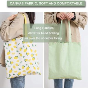 GOLD XIONG PADISHAH Double-Sided Canvas Tote Bag, Reusable Shopping Bag, Canvas Shoulder Bag, Fruit Pattern Canvas Tote Bag, Double Sided Durable Foldable Canvas Shopper Bags(Lemon Yellow)