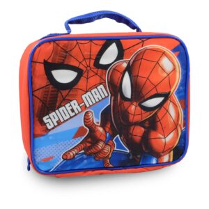 Kids Spiderman Mini Backpack Set ~ 5 Pc Bundle with 11 Inch Marvel School Bag, Lunchbox, Water Pouch, 200 Stickers and More (Superhero School Supplies for Boys and Girls)