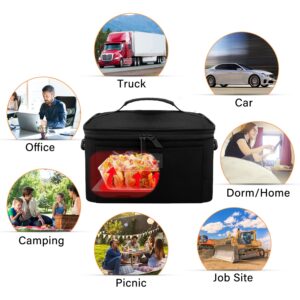 Auingote Portable Oven Electric Lunch Box Food Heater, 12V 24V 110V 3-in-1 Food Warmer, Heated Lunch Box for Adults Cook, Reheat, Keep Food Warm in Car, Truck, Office, Travel, Home, Black