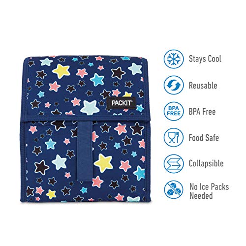 PackIt Freezable Lunch Bag with Zip Closure, Bright Stars