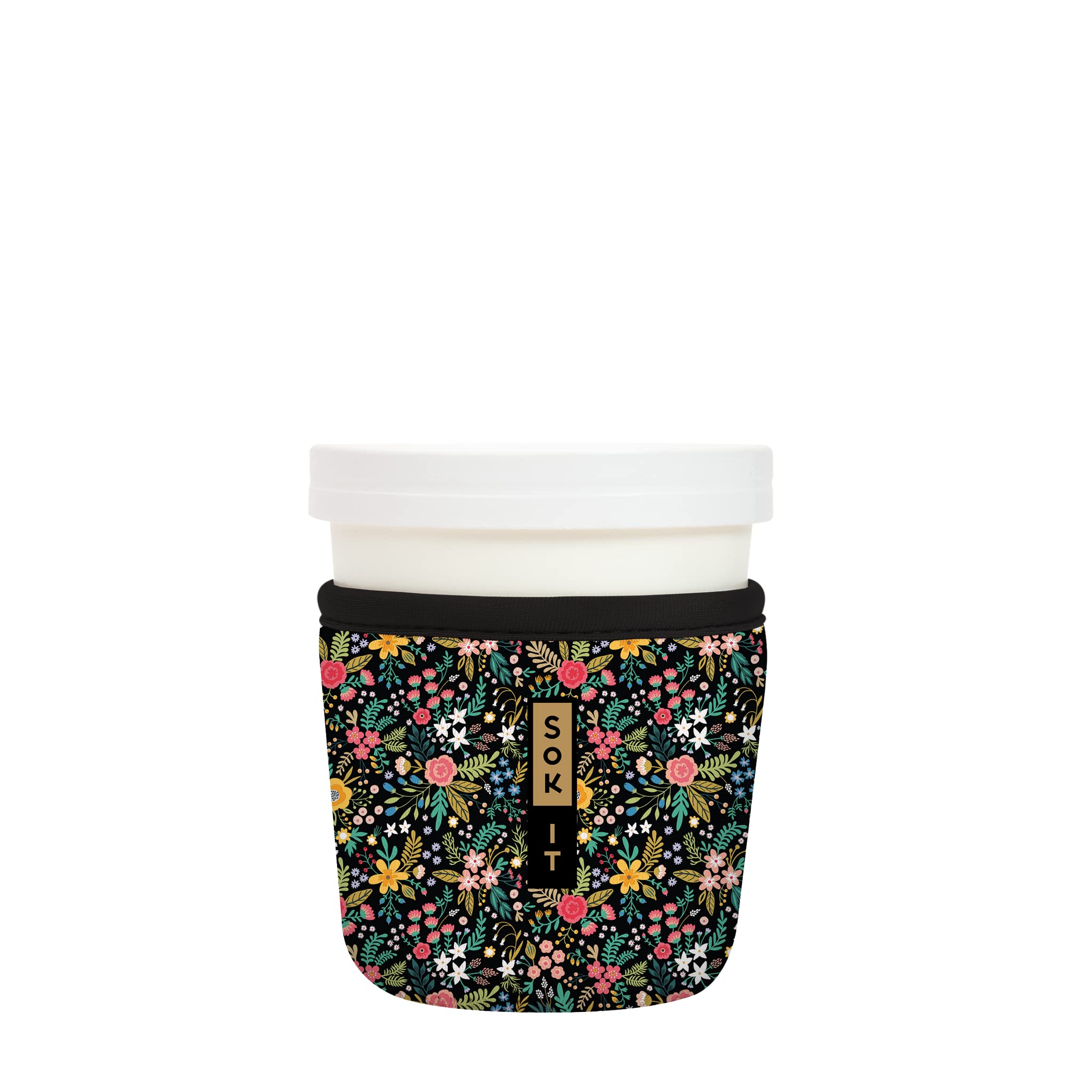 Sok It Ice Cream Sok Tapered Pint Sleeve Insulated Neoprene Cover (English Garden Picnic, Fits Tapered Ice Cream Pints)