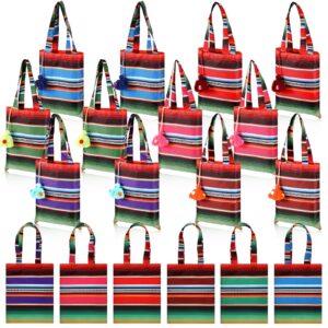 leifide 24 pcs mini mexican tote favor bags 10 x 8'' mexican bags fiesta mexican candy bags assorted color gift bags bolsas para fiestas with tassel for mexican cinco de mayo party decoration supplies