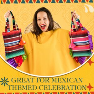 LEIFIDE 24 Pcs Mini Mexican Tote Favor Bags 10 x 8'' Mexican Bags Fiesta Mexican Candy Bags Assorted Color Gift Bags Bolsas Para Fiestas with Tassel for Mexican Cinco De Mayo Party Decoration Supplies