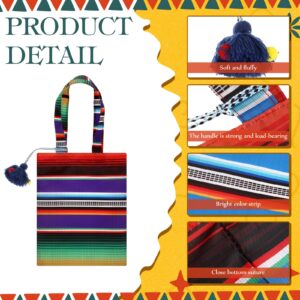 LEIFIDE 24 Pcs Mini Mexican Tote Favor Bags 10 x 8'' Mexican Bags Fiesta Mexican Candy Bags Assorted Color Gift Bags Bolsas Para Fiestas with Tassel for Mexican Cinco De Mayo Party Decoration Supplies