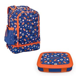bentgo 2-in-1 backpack & insulated lunch bag set with kids prints lunch box (sports)