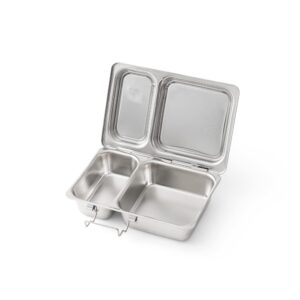 planetbox shuttle classic stainless steel bento lunch box with 2 compartments for adults and kids