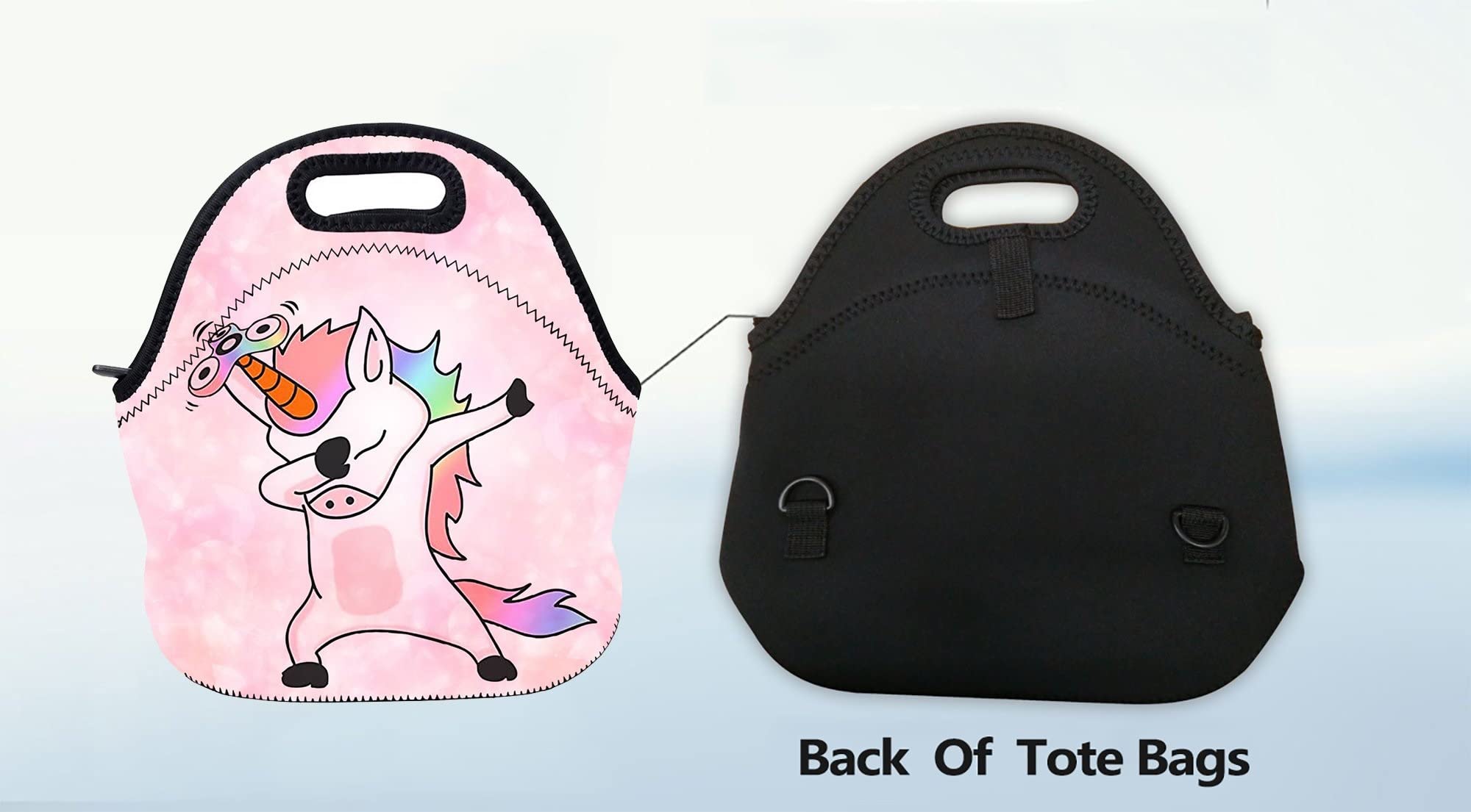 AOTIGO Dab Unicorn Dabbing Dance Neoprene Lunch Bag Insulated Lunch Box Waterproof Lunch Tote Bag with Zipper for Women Kids Boys Girls and Men