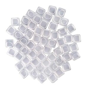 vojp reusable ice cubes plastic whiskey stones to keep your drinks such as lemon wine cold longer good for party and wedding filled with pure water comes in white clear color (60 packs)