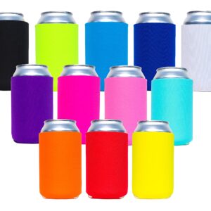 12 Pack Neoprene Can Cooler Sleeves for Standard Size Soda and Beer Cans - Perfect for HTV, Sublimation - Blank Can Coolies – Anti-Slip & Easily identify your Can – Fits 12oz & 16oz Cans - Multi-color