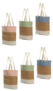 earthwise reusable grocery bags color cotton canvas blank shopping totes sturdy 14.5" w x 15" h x 3" d (pack of 6)